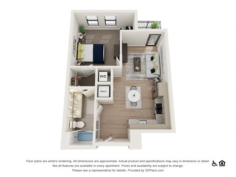 1Z Floor Plan at The Baxly, Savannah, 31401
